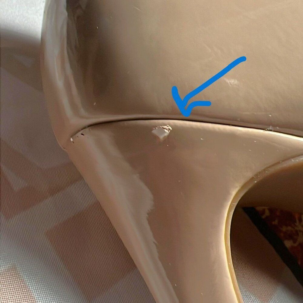 Jessica Simpson Beige Tan Patent Faux Leather Heels - Sz 9 1/2 - Picture 11 of 12
